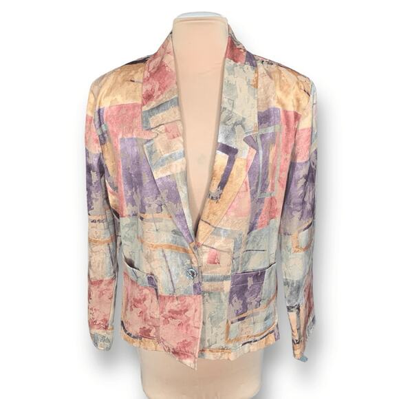 Vintage 90s Blazer Jacket Abstract Art To Wear Oversized Made In USA Large - Picture 11 of 11